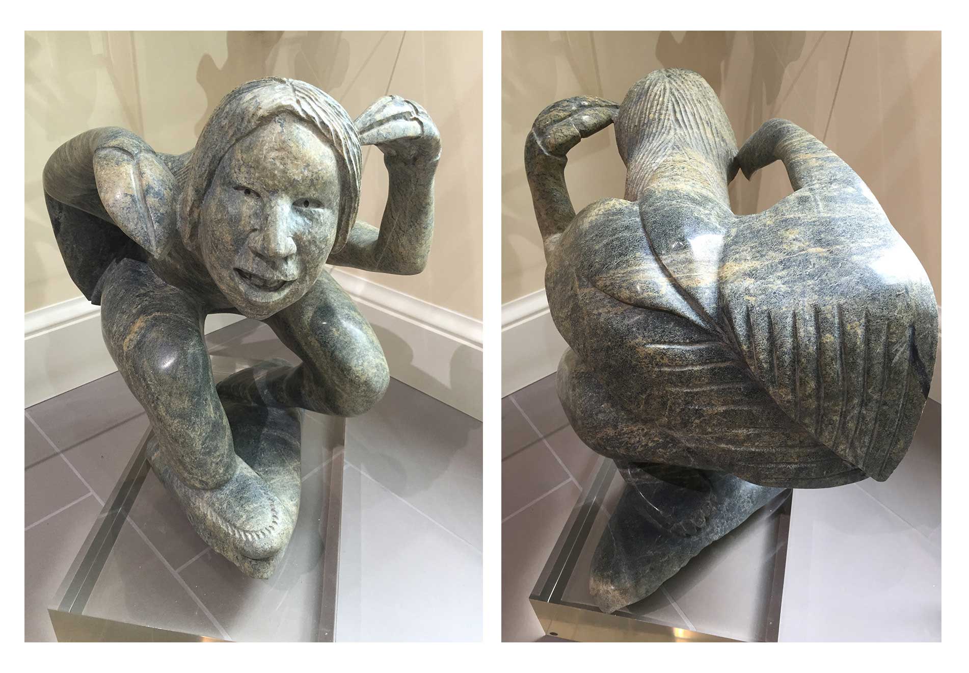 Transformation Sculpture (front & back) by Axangyu Shaa. Photo by Joram Piatigorsky